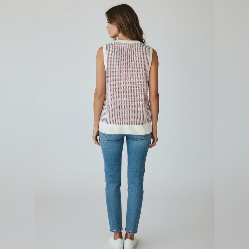 Chic Knit Sweater with Red Stripes - Picture 2 of 3